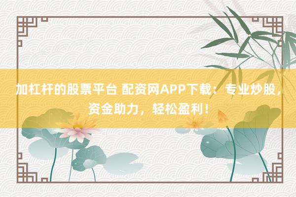 加杠杆的股票平台 配资网APP下载：专业炒股，资金助力，轻松盈利！