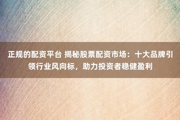 正规的配资平台 揭秘股票配资市场：十大品牌引领行业风向标，助力投资者稳健盈利