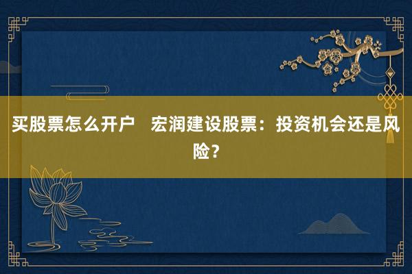 买股票怎么开户   宏润建设股票：投资机会还是风险？