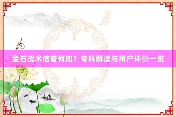 金石战术信誉何如？专科解读与用户评价一览