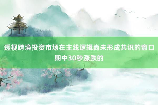 透视跨境投资市场在主线逻辑尚未形成共识的窗口期中30秒涨跌的