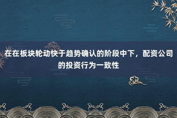 在在板块轮动快于趋势确认的阶段中下，配资公司的投资行为一致性
