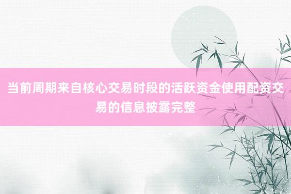 当前周期来自核心交易时段的活跃资金使用配资交易的信息披露完整