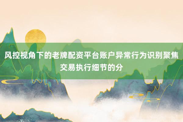 风控视角下的老牌配资平台账户异常行为识别聚焦交易执行细节的分
