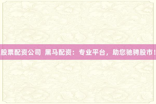 股票配资公司  黑马配资：专业平台，助您驰骋股市！